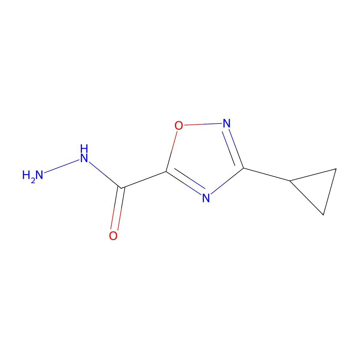 3-Cyclopropyl-1,2,4-oxadiazole-5-carbohydrazide molecular structure, CAS 215868-63-6