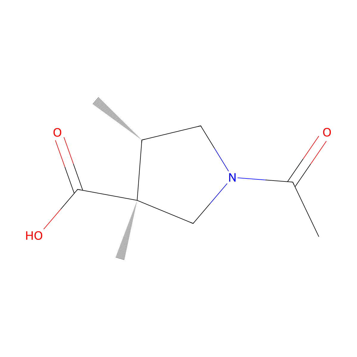 rac-(3R,4R)-1-acetyl-3,4-dimethylpyrrolidine-3-carboxylic acid molecular structure, CAS 2158698-04-3