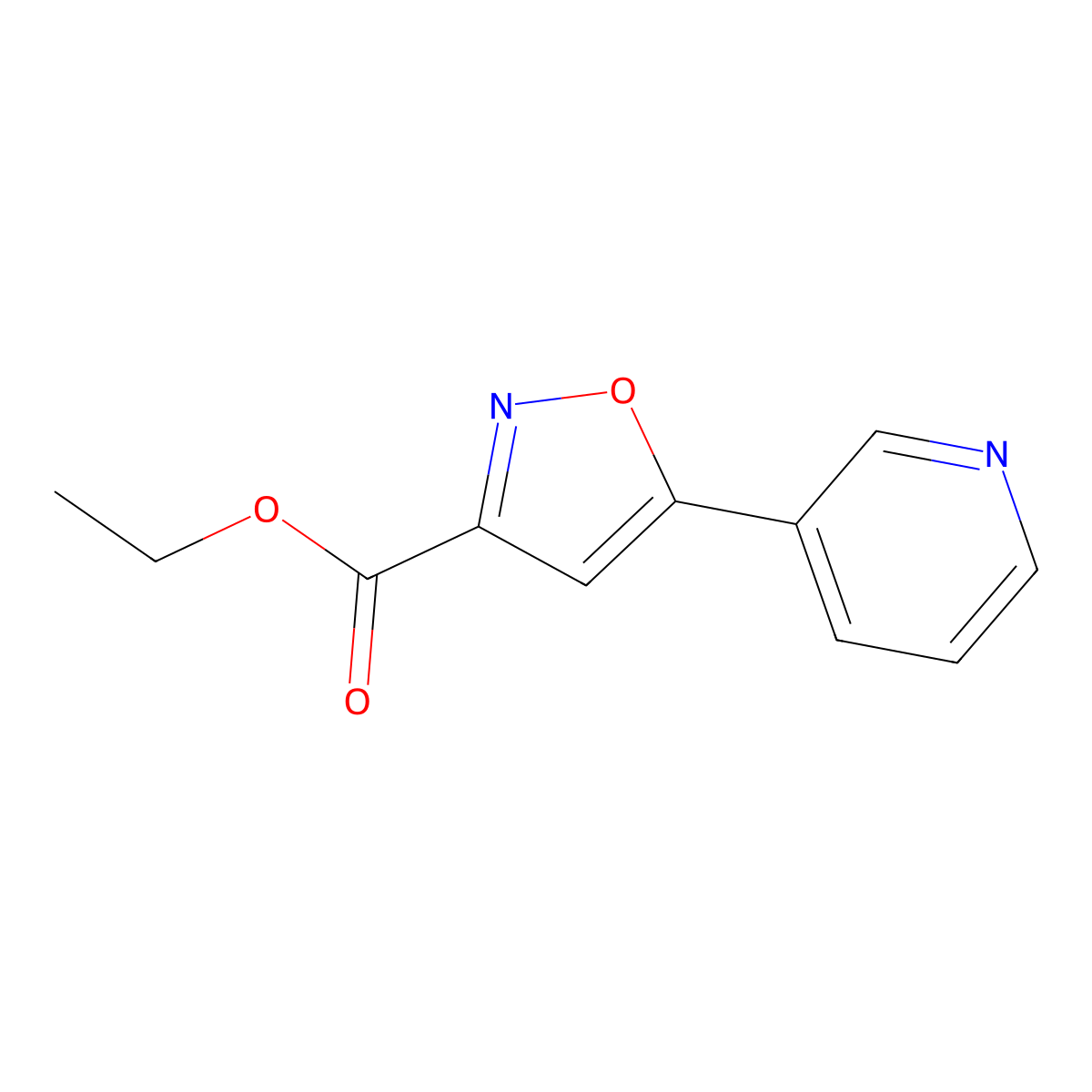 Ethyl 5-(pyridin-3-yl)-1,2-oxazole-3-carboxylate molecular structure, CAS 215870-77-2