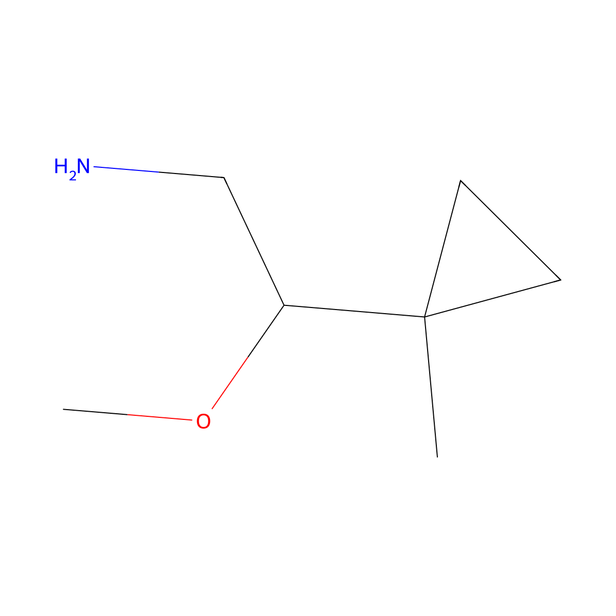 2-Methoxy-2-(1-methylcyclopropyl)ethan-1-amine molecular structure, CAS 2158708-88-2