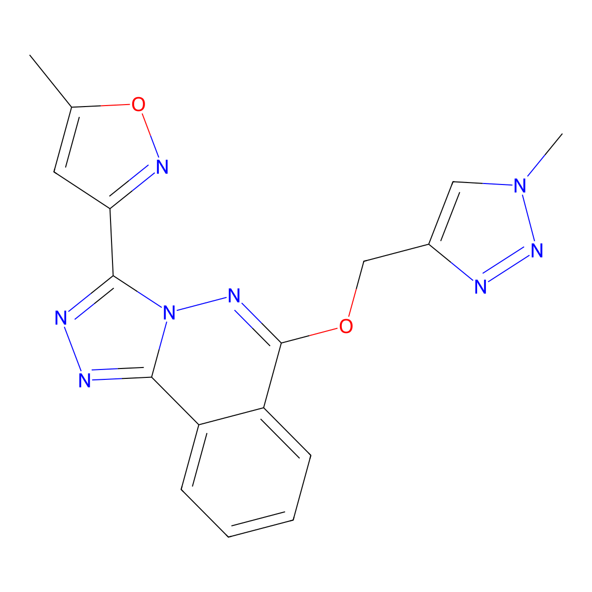 3-(5-Methylisoxazol-3-yl)-6-((1-methyl-1,2,3-triazol-4-yl)methyloxy)-1,2,4-triazolo(3,4-a)phthalazine molecular structure, CAS 215874-86-5