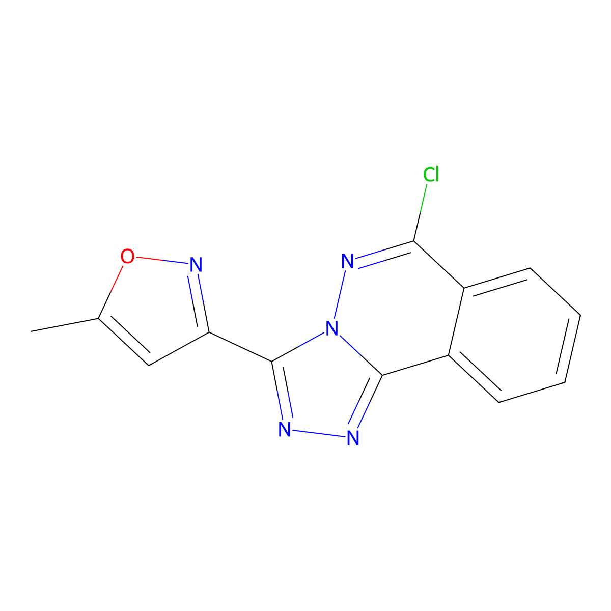 3-(6-Chloro-[1,2,4]triazolo[3,4-a]phthalazin-3-yl)-5-methylisoxazole molecular structure, CAS 215874-89-8