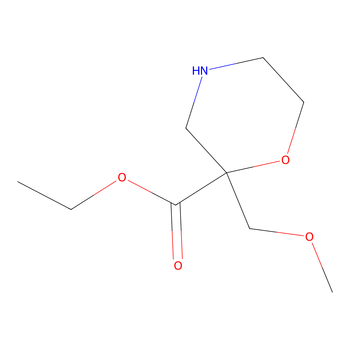 Ethyl 2-(methoxymethyl)morpholine-2-carboxylate molecular structure, CAS 2158847-98-2