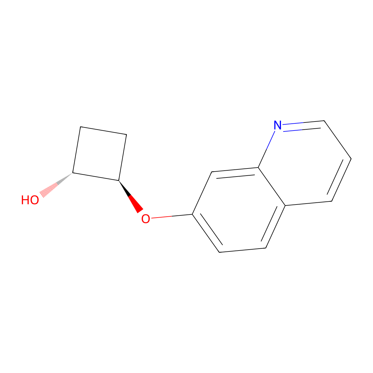 trans-2-(Quinolin-7-yloxy)cyclobutan-1-ol molecular structure, CAS 2158995-61-8