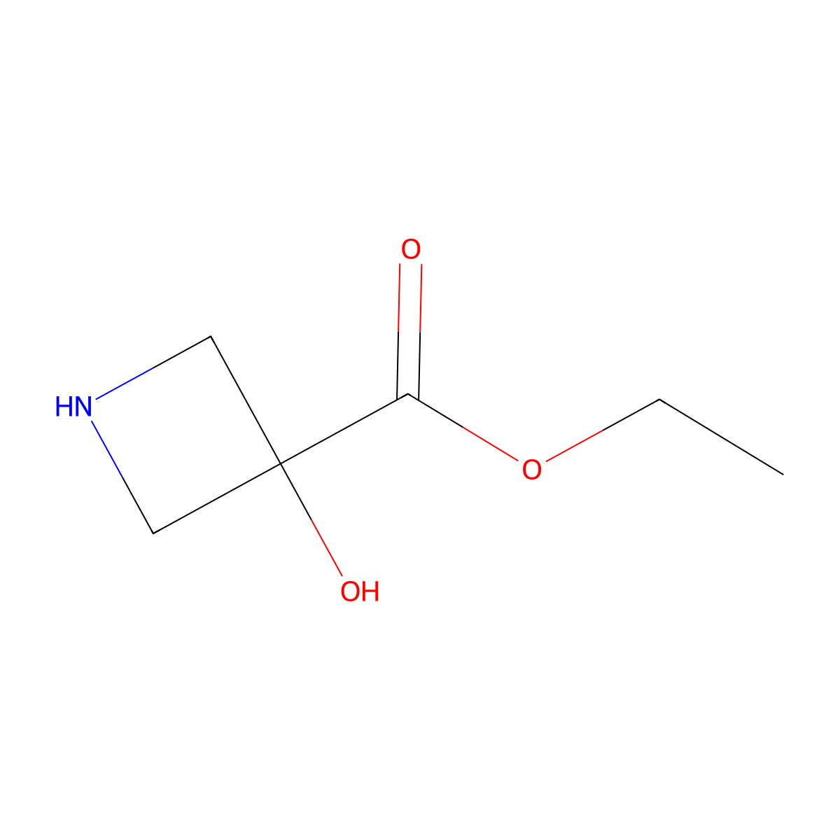 Ethyl 3-hydroxyazetidine-3-carboxylate molecular structure, CAS 2159054-62-1