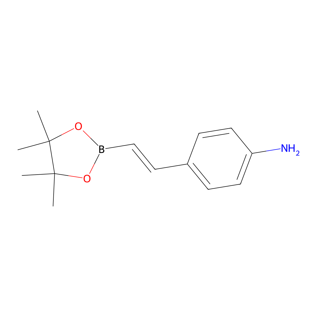 4-((E)-2-(tetramethyl-1,3,2-dioxaborolan-2-yl)ethenyl)aniline molecular structure, CAS 2159091-30-0