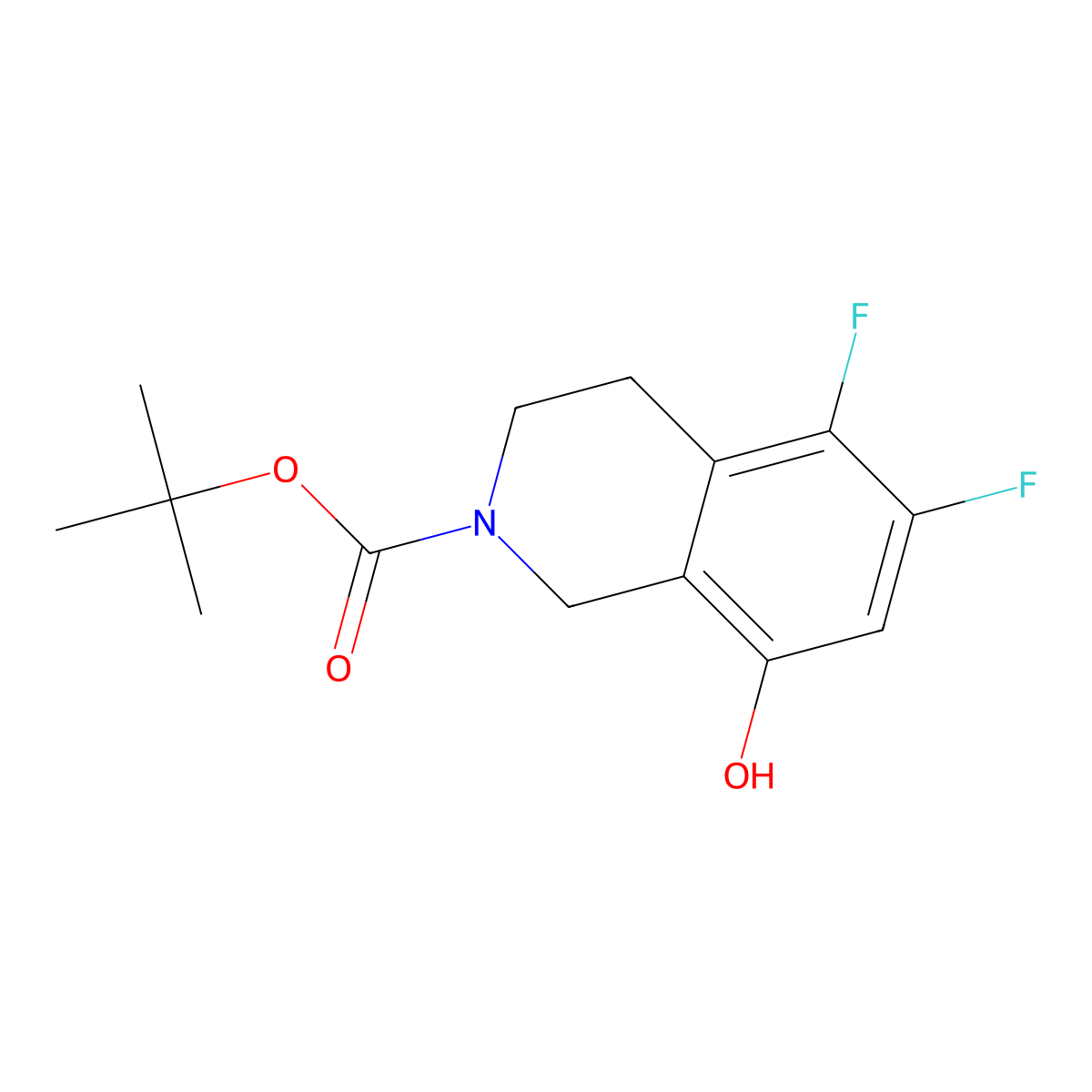 tert-butyl 5,6-difluoro-8-hydroxy-3,4-dihydro-1H-isoquinoline-2-carboxylate molecular structure, CAS 2159120-56-4