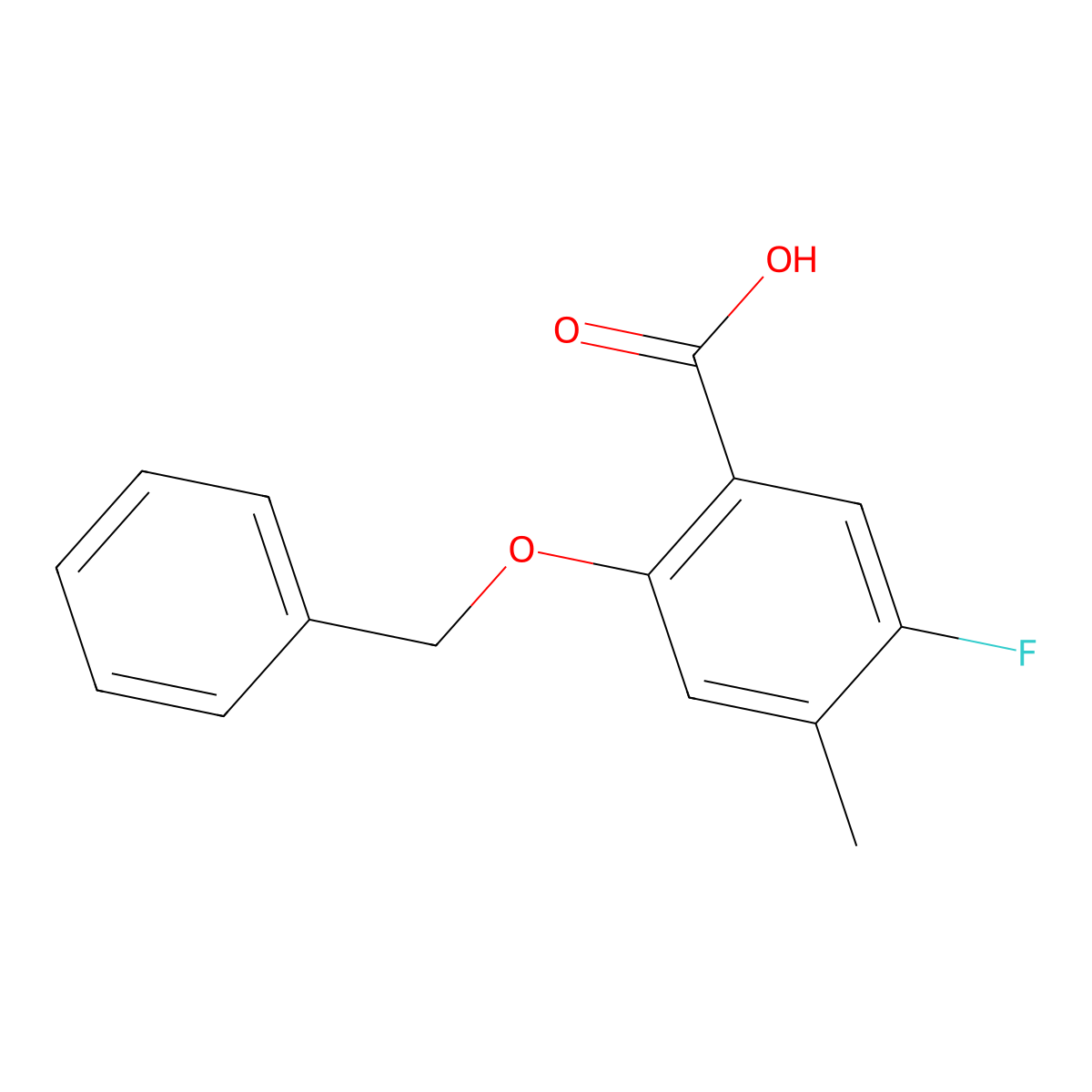 2-(Benzyloxy)-5-fluoro-4-methylbenzoic acid molecular structure, CAS 2159120-65-5