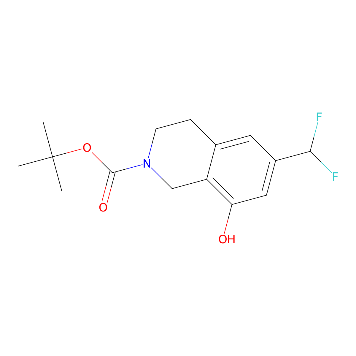 tert-Butyl 6-(difluoromethyl)-8-hydroxy-3,4-dihydroisoquinoline-2(1H)-carboxylate molecular structure, CAS 2159120-76-8