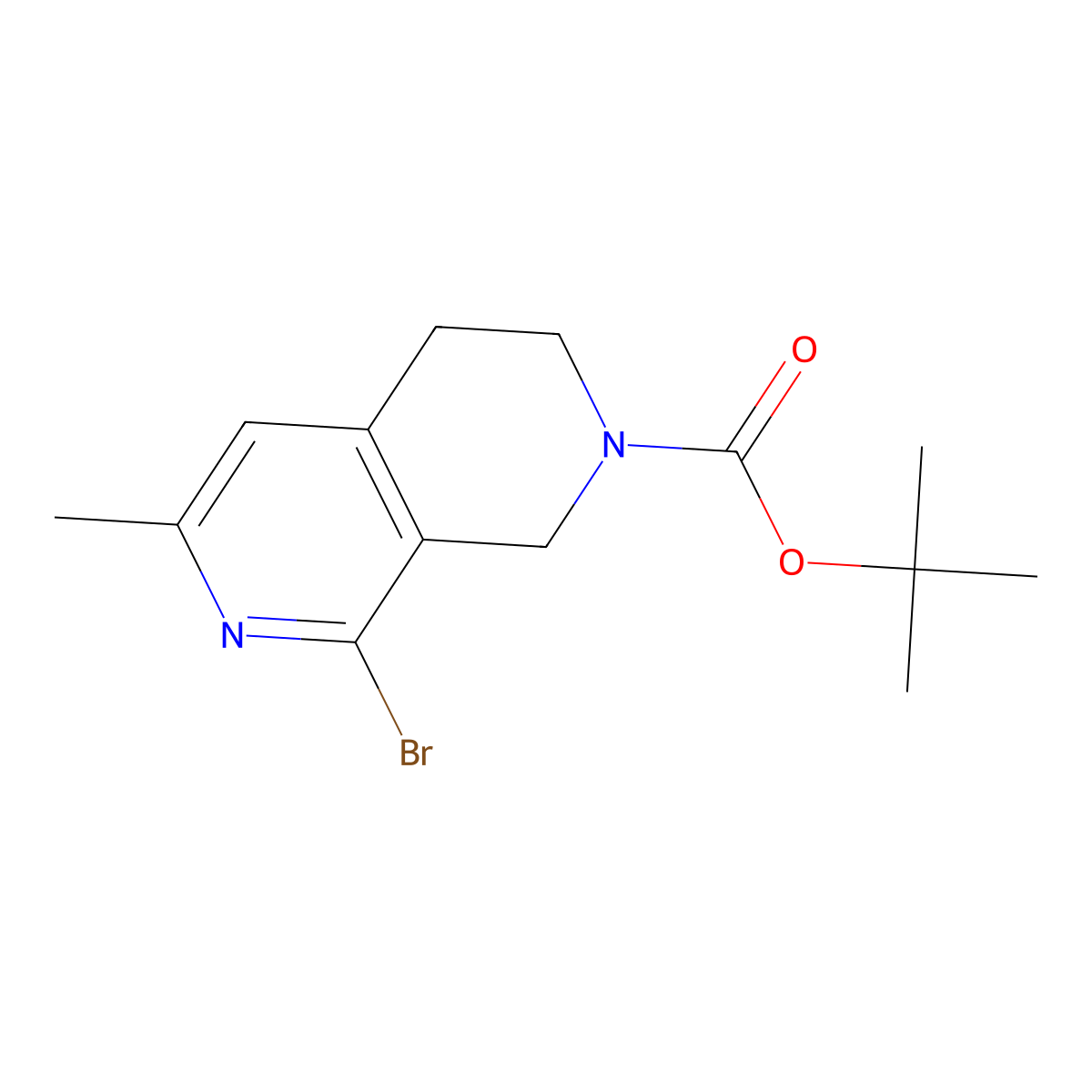 tert-butyl 8-bromo-6-methyl-3,4-dihydro-1H-2,7-naphthyridine-2-carboxylate molecular structure, CAS 2159122-85-5