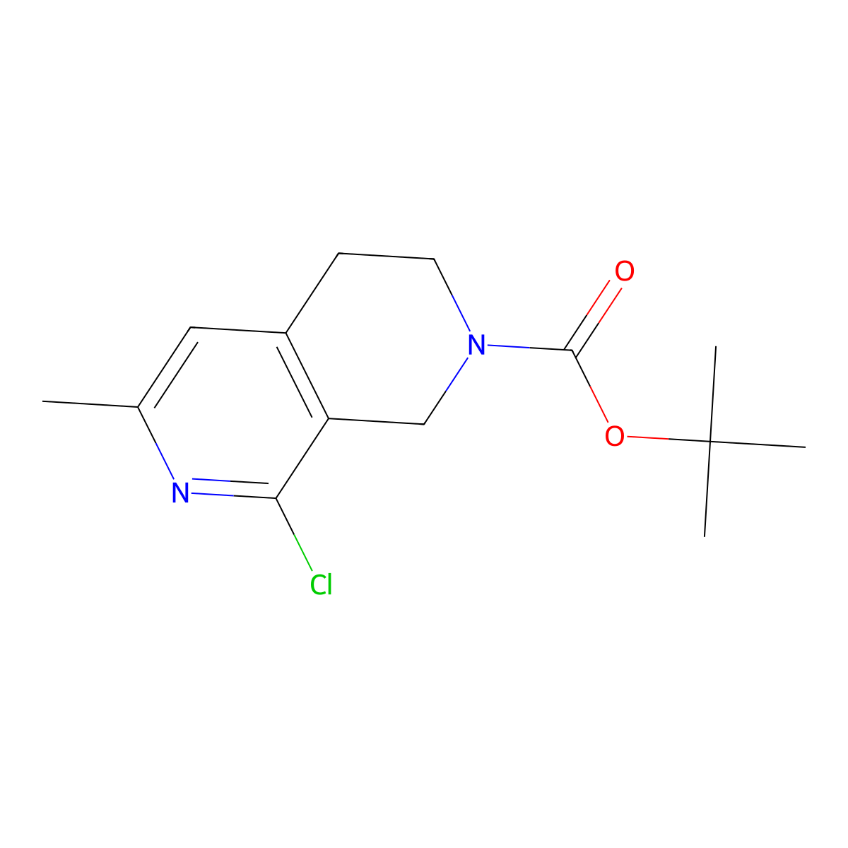tert-butyl 8-chloro-6-methyl-3,4-dihydro-1H-2,7-naphthyridine-2-carboxylate molecular structure, CAS 2159122-86-6