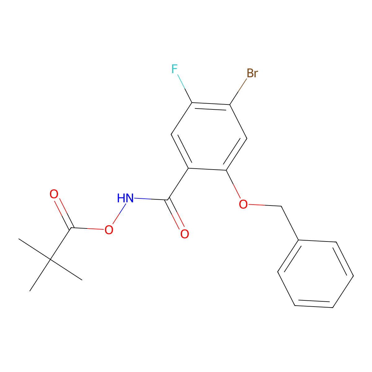 2-(Benzyloxy)-4-bromo-5-fluoro-N-(pivaloyloxy)benzamide molecular structure, CAS 2159123-06-3