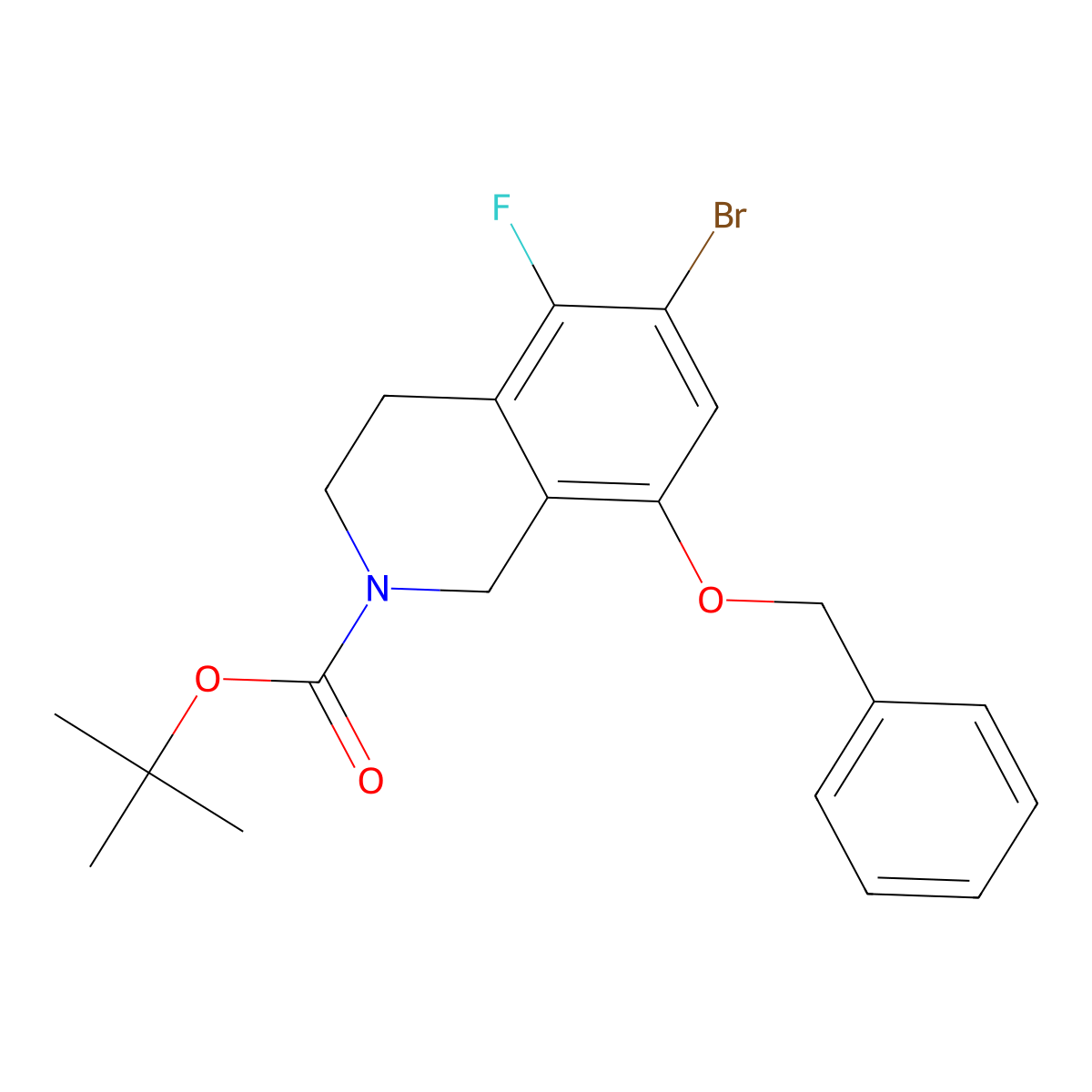 tert-Butyl 8-benzyloxy-6-bromo-5-fluoro-3,4-dihydro-1H-isoquinoline-2-carboxylate molecular structure, CAS 2159123-08-5