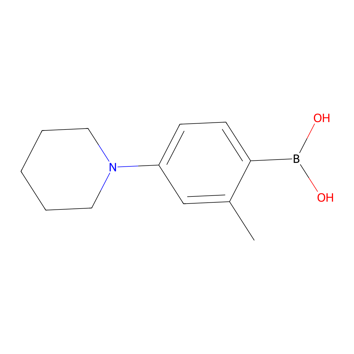 (2-Methyl-4-(piperidin-1-yl)phenyl)boronic acid molecular structure, CAS 2159136-20-4