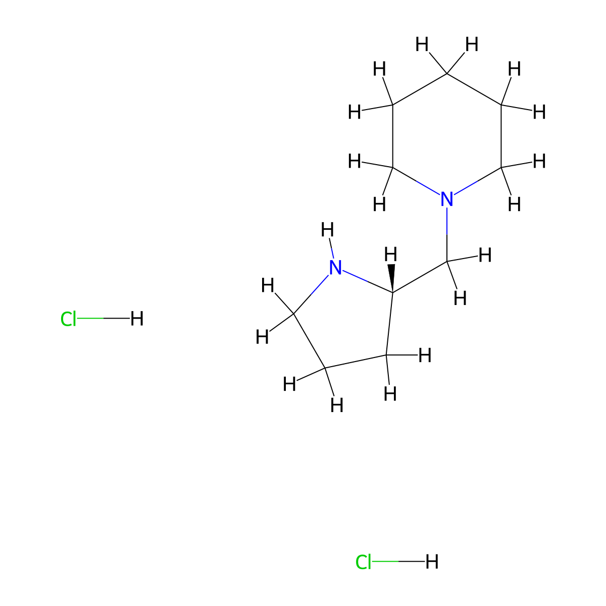 (S)-1-(Pyrrolidin-2-ylmethyl)piperidine dihydrochloride molecular structure, CAS 215918-57-3