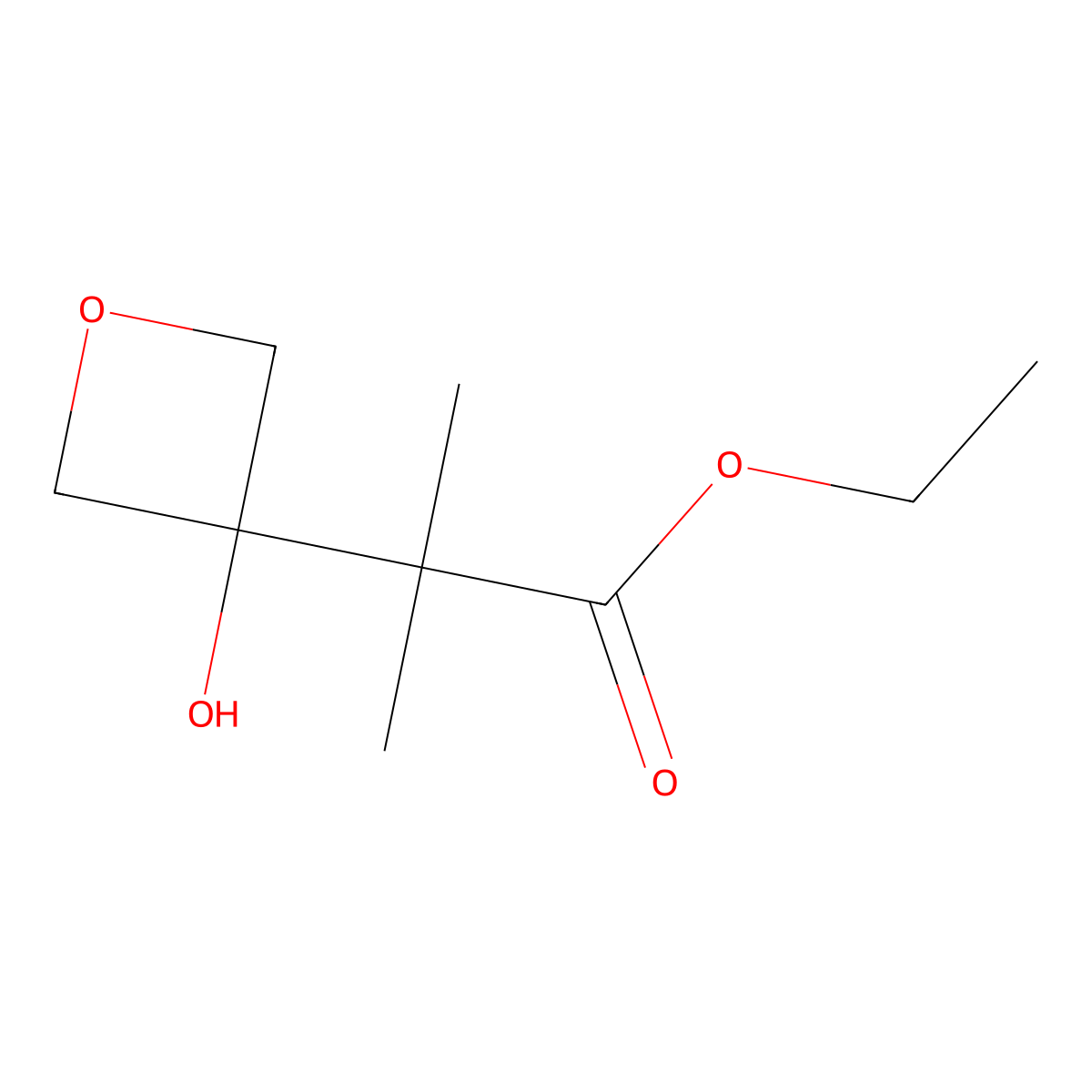 Ethyl 2-(3-hydroxyoxetan-3-yl)-2-methylpropanoate molecular structure, CAS 2159207-55-1