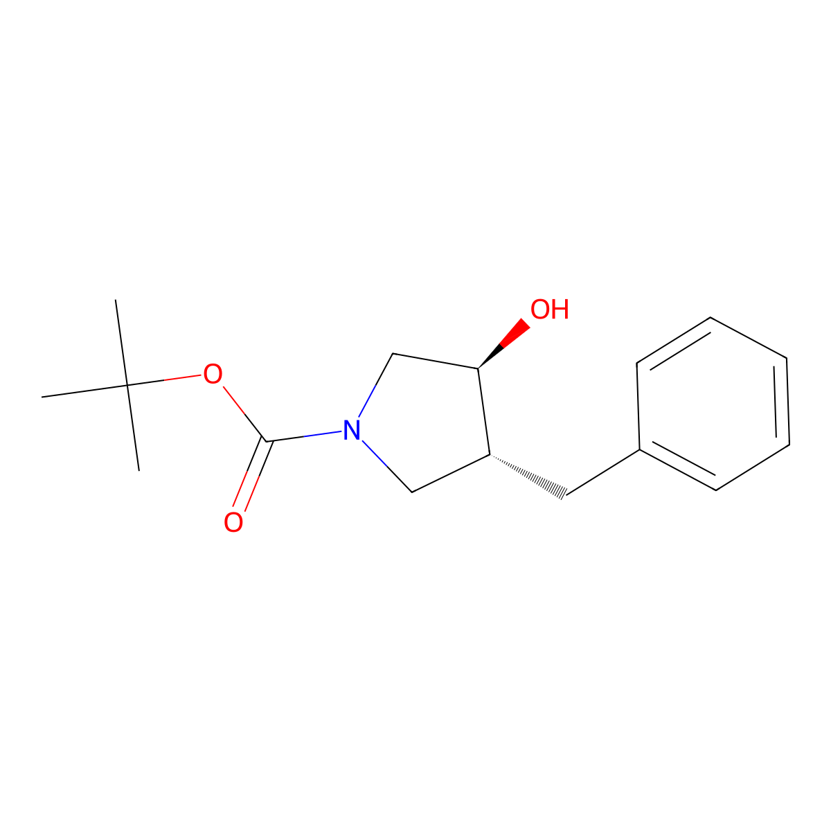 rac-tert-butyl (3R,4S)-3-benzyl-4-hydroxypyrrolidine-1-carboxylate molecular structure, CAS 215922-82-0