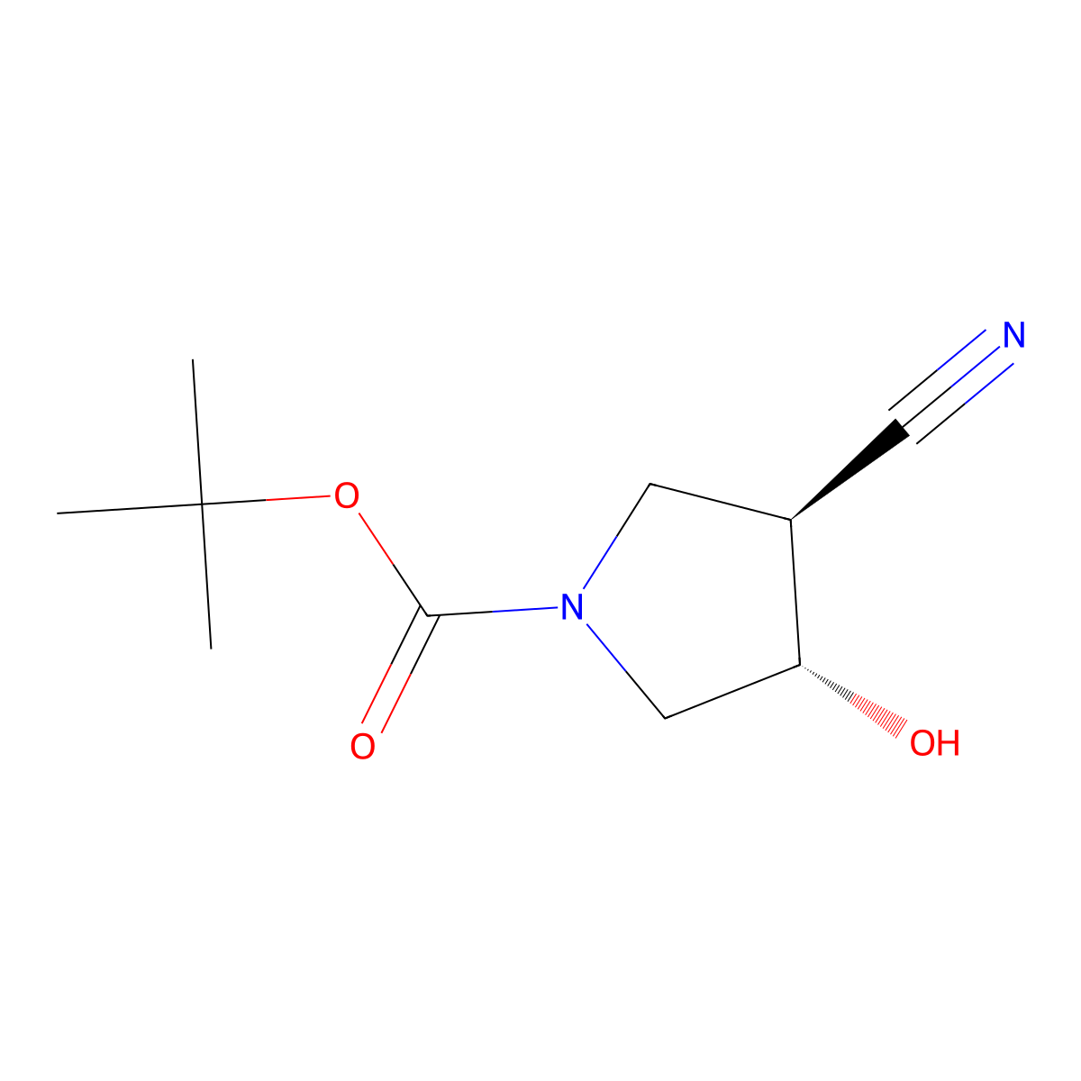 rac-tert-butyl (3R,4R)-3-cyano-4-hydroxypyrrolidine-1-carboxylate molecular structure, CAS 215922-85-3