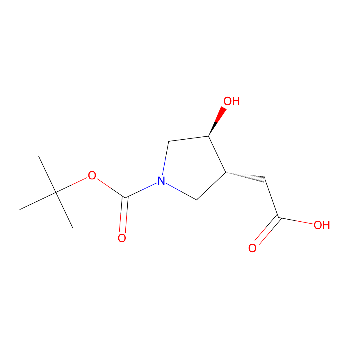 rac-2-((3R,4S)-1-((tert-butoxy)carbonyl)-4-hydroxypyrrolidin-3-yl)acetic acid molecular structure, CAS 215922-88-6
