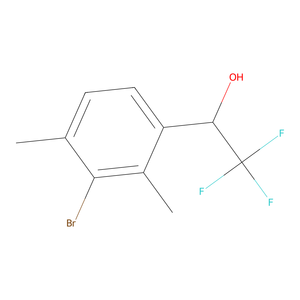 1-(3-Bromo-2,4-dimethylphenyl)-2,2,2-trifluoroethan-1-ol molecular structure, CAS 2159245-19-7