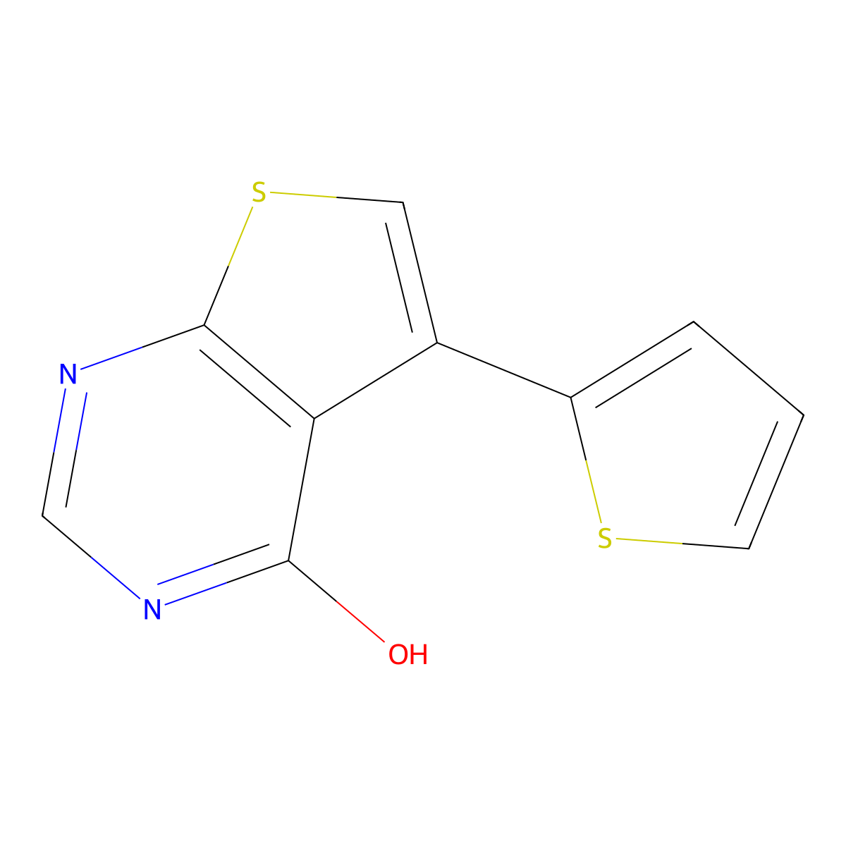 5-(thiophen-2-yl)-3H,4H-thieno[2,3-d]pyrimidin-4-one molecular structure, CAS 215928-54-4