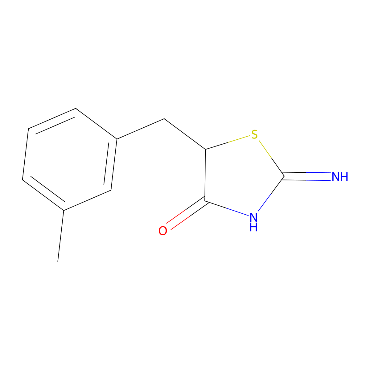 2-Imino-5-[(3-methylphenyl)methyl]-1,3-thiazolidin-4-one molecular structure, CAS 215933-02-1