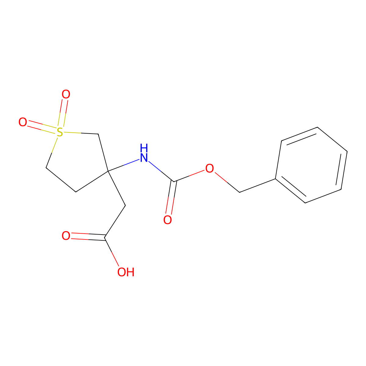 2-(3-{[(Benzyloxy)carbonyl]amino}-1,1-dioxo-1lambda6-thiolan-3-yl)acetic acid molecular structure, CAS 2159372-81-1