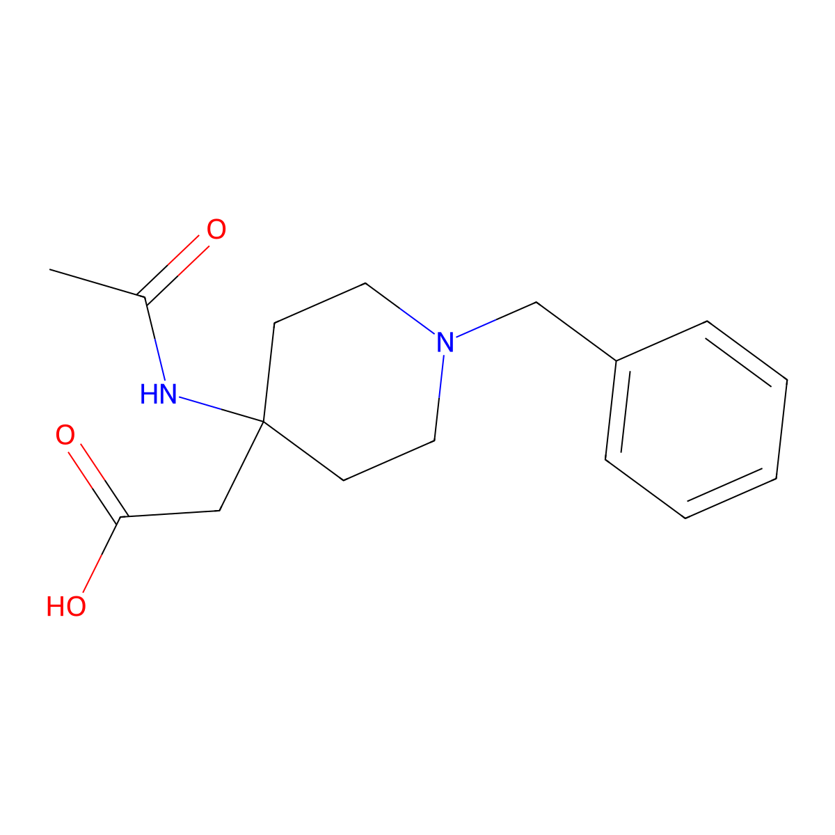 2-(1-Benzyl-4-acetamidopiperidin-4-yl)acetic acid molecular structure, CAS 2159405-84-0