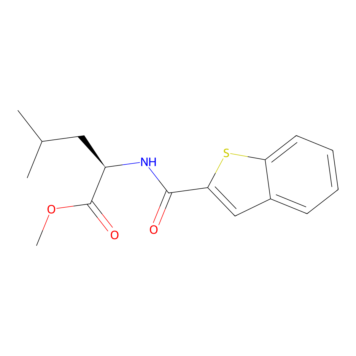 methyl (2R)-2-[(1-benzothiophen-2-yl)formamido]-4-methylpentanoate molecular structure, CAS 215941-13-2
