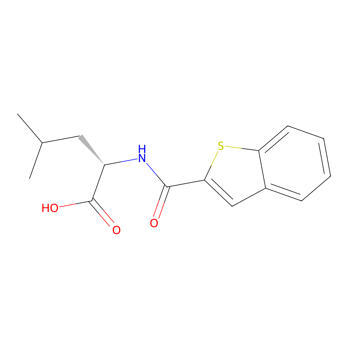 (2S)-2-[(1-benzothiophen-2-yl)formamido]-4-methylpentanoic acid molecular structure, CAS 215941-14-3