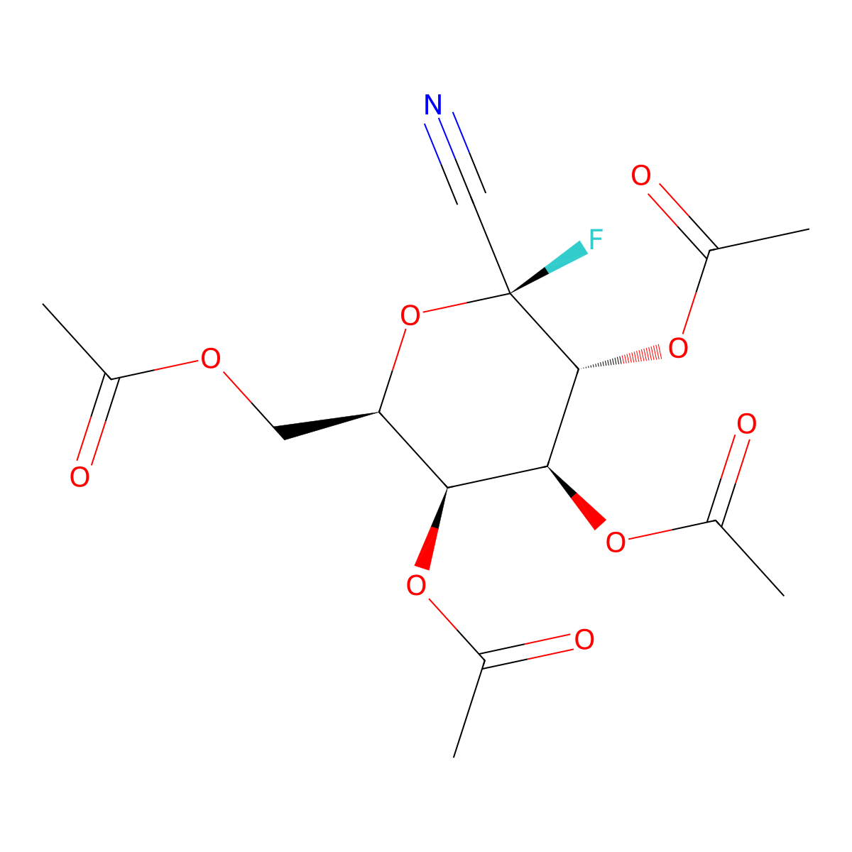 2,3,4,6-Tetra-O-acetyl-1-deoxy-1-fluoro-A-D-galactopyranosyl cyanide molecular structure, CAS 215942-62-4