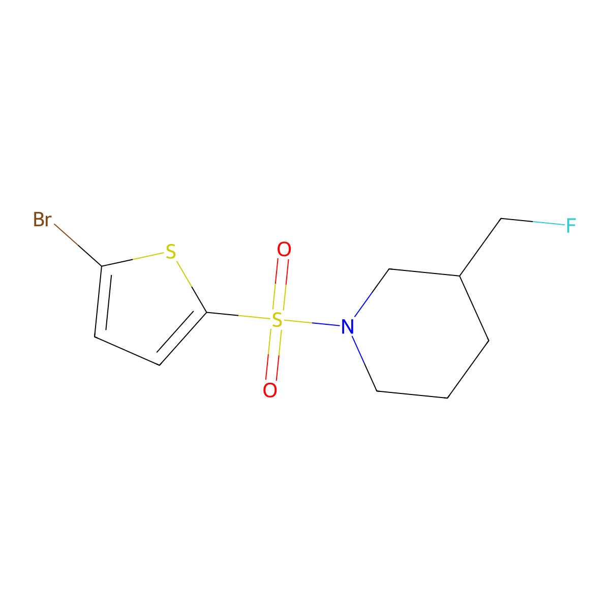 1-[(5-Bromothiophen-2-yl)sulfonyl]-3-(fluoromethyl)piperidine molecular structure, CAS 2159439-89-9