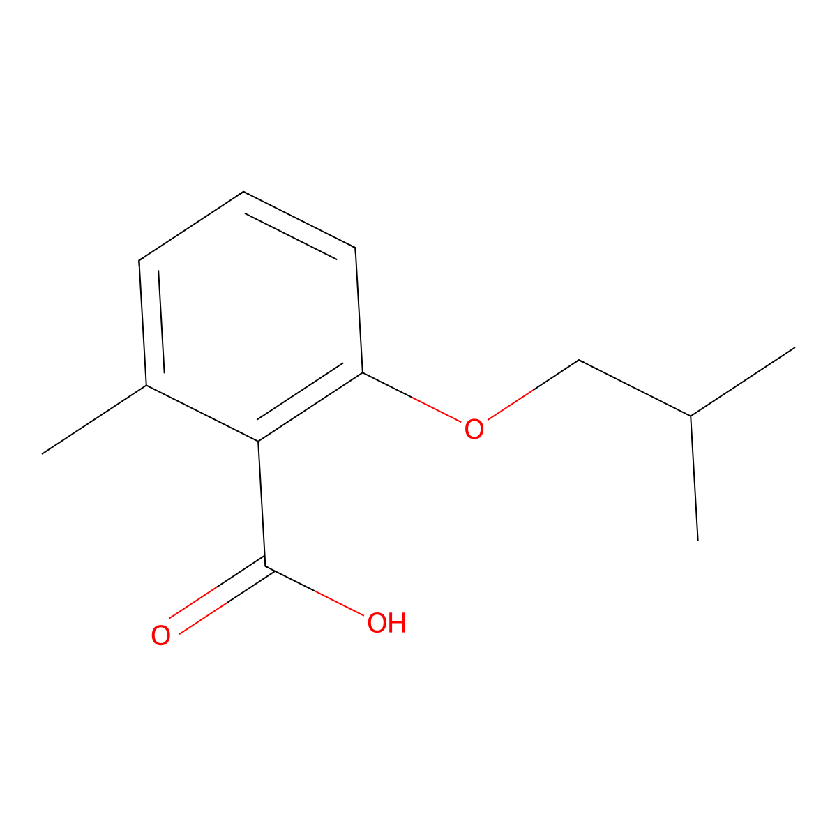 2-Isobutoxy-6-methylbenzoic acid molecular structure, CAS 2159462-82-3
