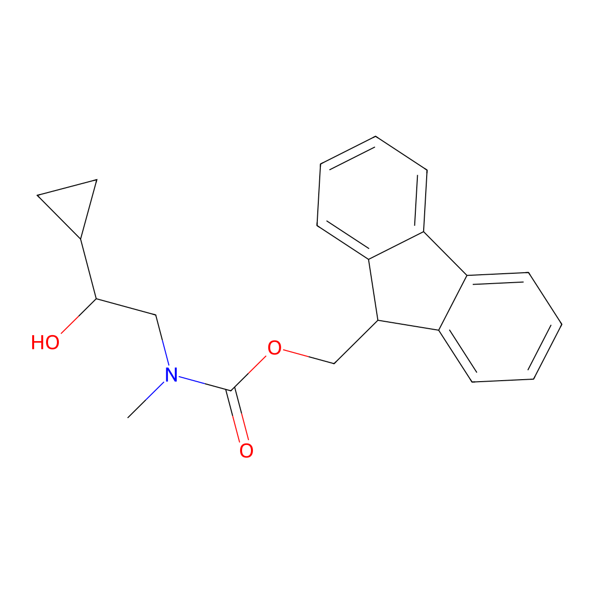 (9H-fluoren-9-yl)methyl N-(2-cyclopropyl-2-hydroxyethyl)-N-methylcarbamate molecular structure, CAS 2159522-50-4