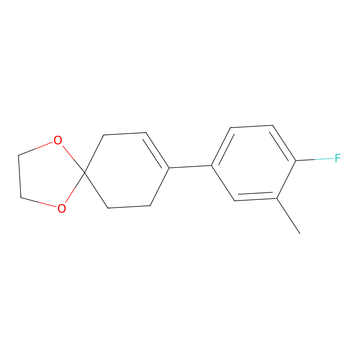 8-(4-Fluoro-3-methylphenyl)-1,4-dioxaspiro[4.5]dec-7-ene molecular structure, CAS 2159593-66-3