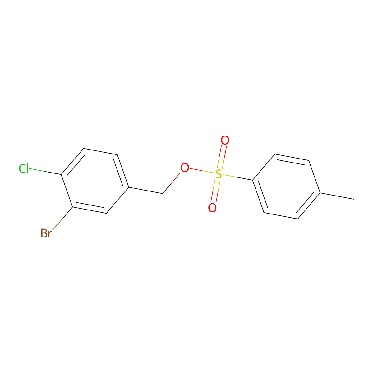 (3-Bromo-4-chlorophenyl)methyl 4-methylbenzene-1-sulfonate molecular structure, CAS 2159729-39-0