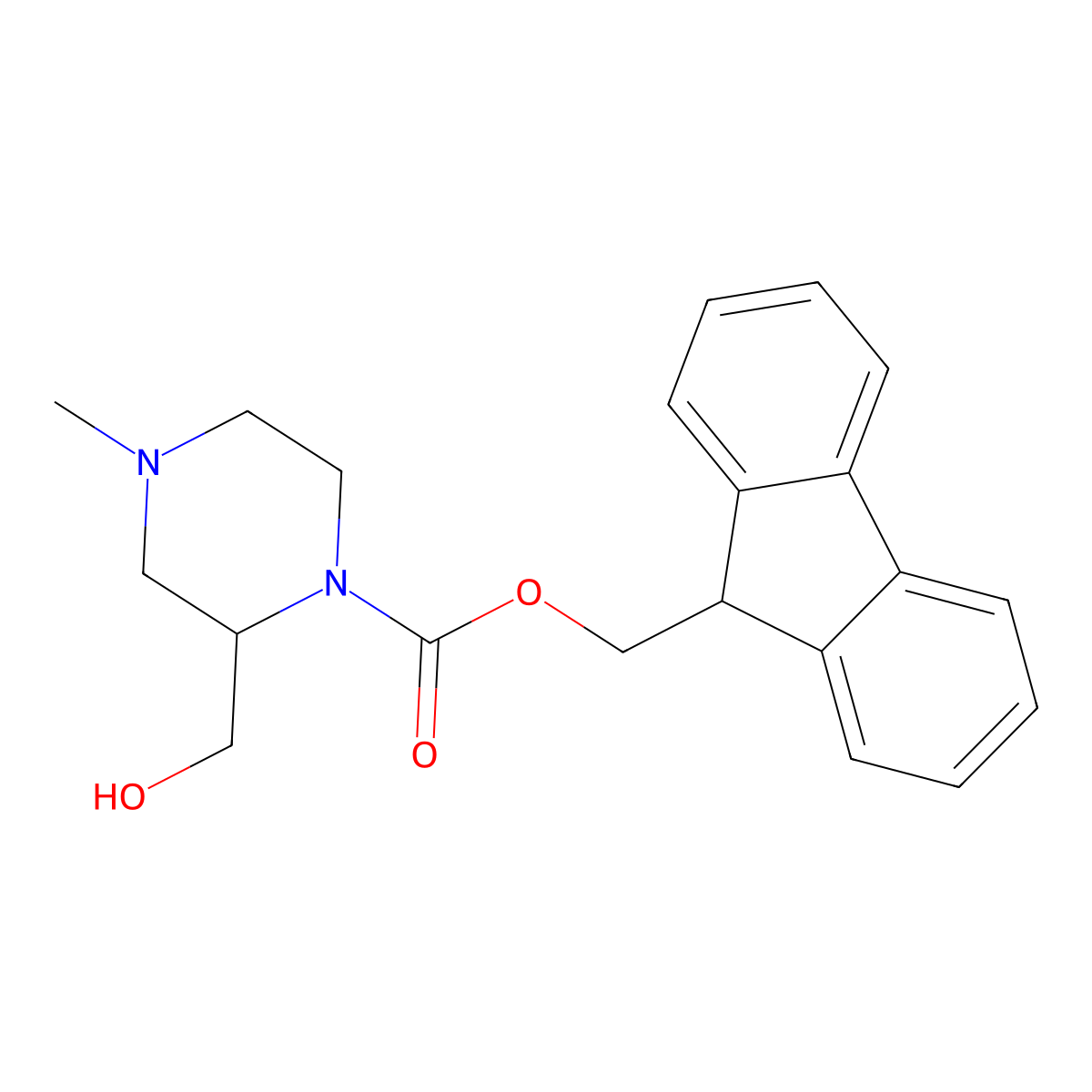 (9H-fluoren-9-yl)methyl 2-(hydroxymethyl)-4-methylpiperazine-1-carboxylate molecular structure, CAS 2159757-68-1