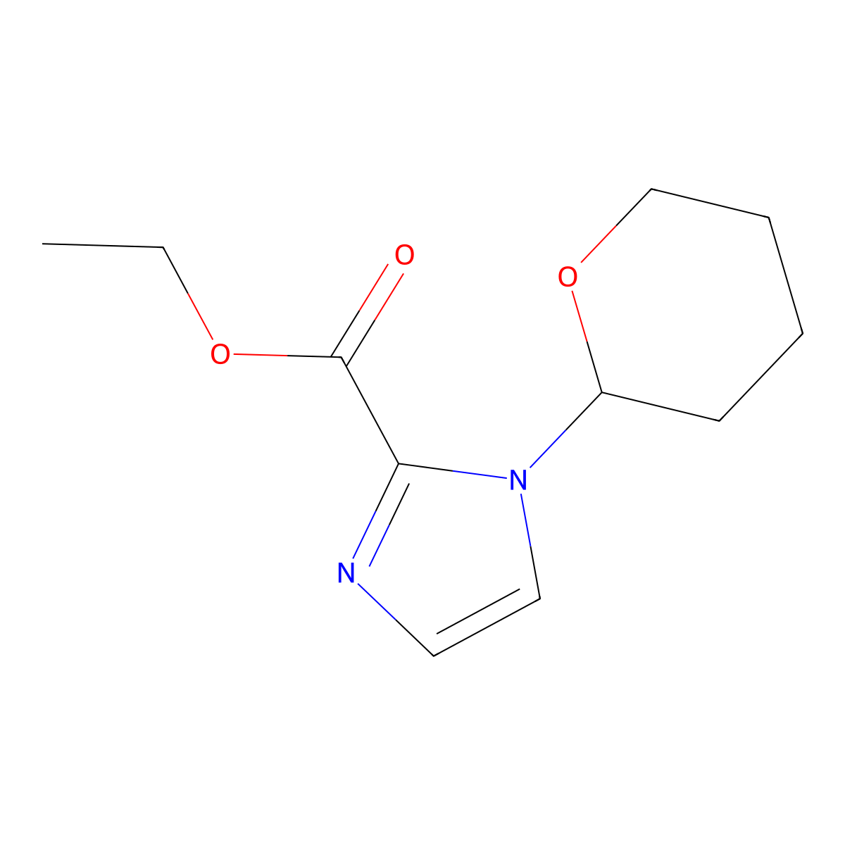 Ethyl 1-(tetrahydro-2H-pyran-2-YL)-1H-imidazole-2-carboxylate molecular structure, CAS 2159800-33-4