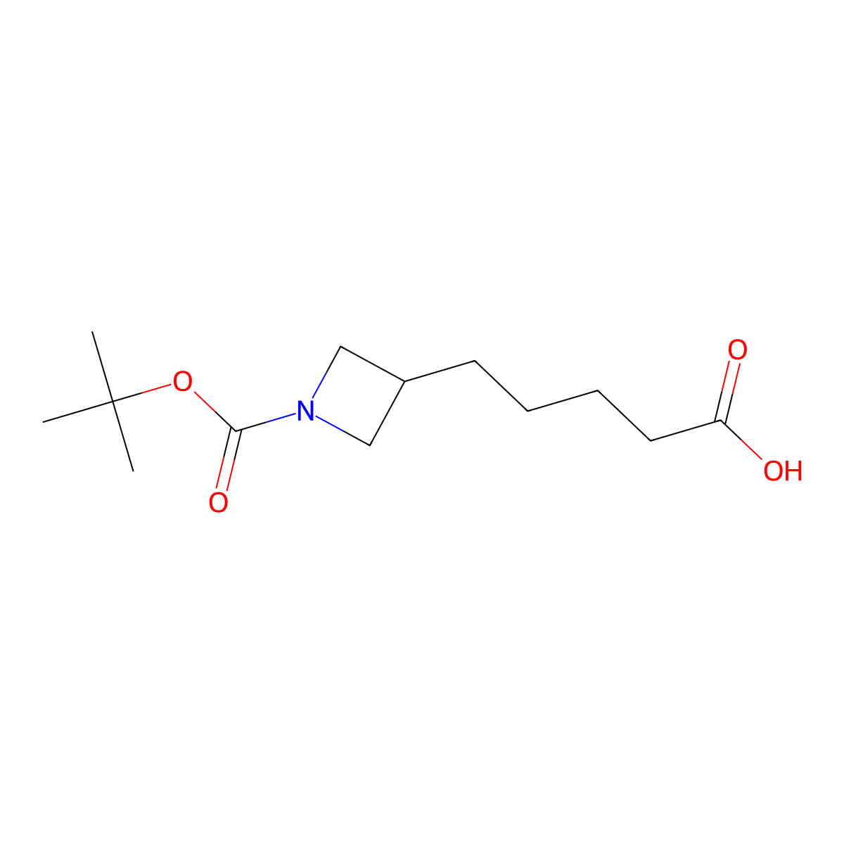 5-{1-[(Tert-butoxy)carbonyl]azetidin-3-yl}pentanoic acid molecular structure, CAS 2159865-66-2
