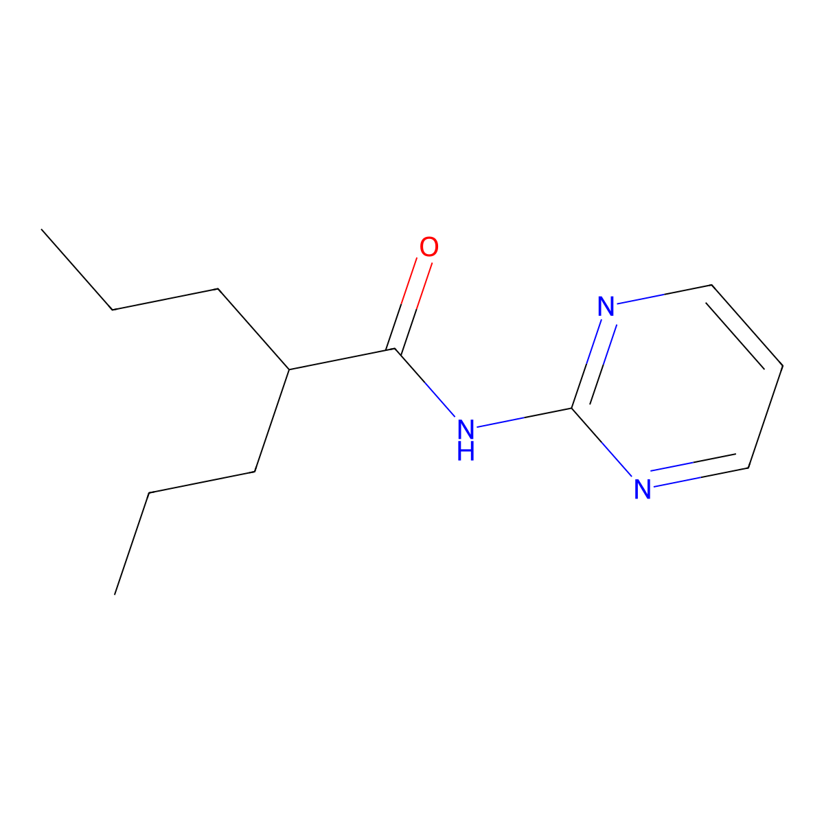 Valeramide, 2-propyl-N-(2-pyrimidinyl)- molecular structure, CAS 21599-27-9