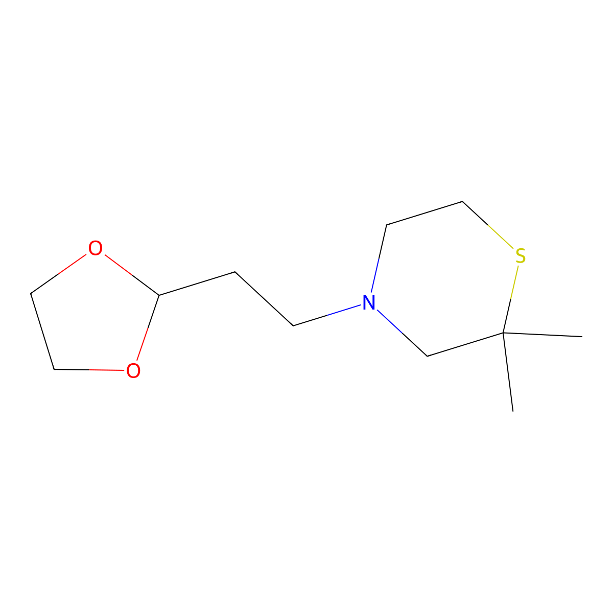 4-[2-(1,3-Dioxolan-2-yl)ethyl]-2,2-dimethylthiomorpholine molecular structure, CAS 2159960-56-0