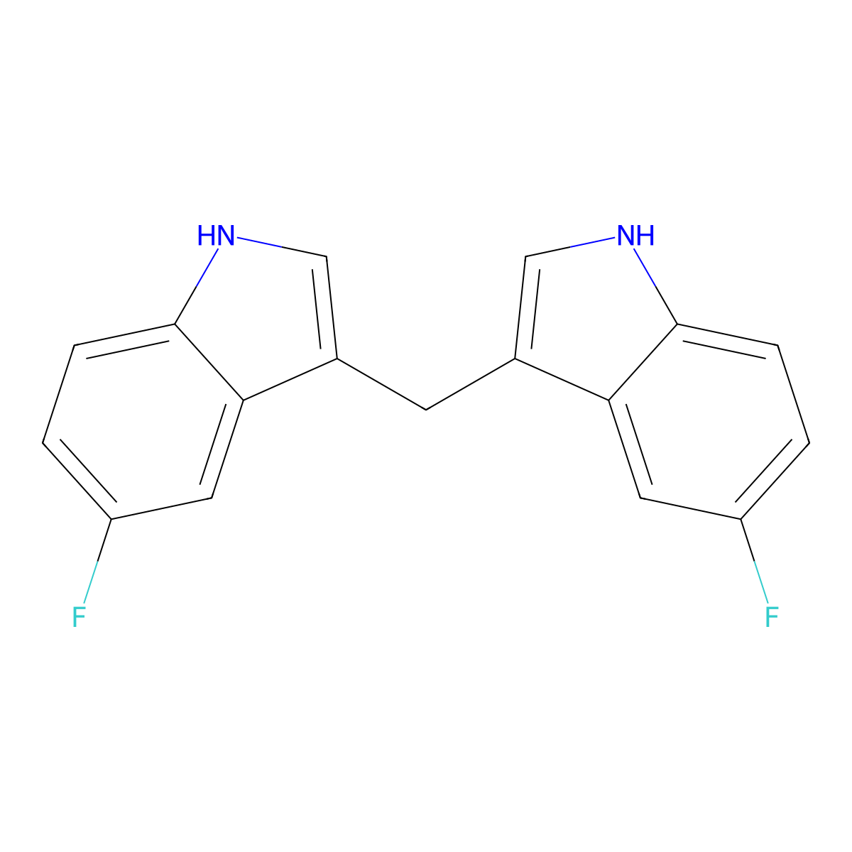 1H-Indole, 3,3'-methylenebis[5-fluoro- molecular structure, CAS 215997-93-6
