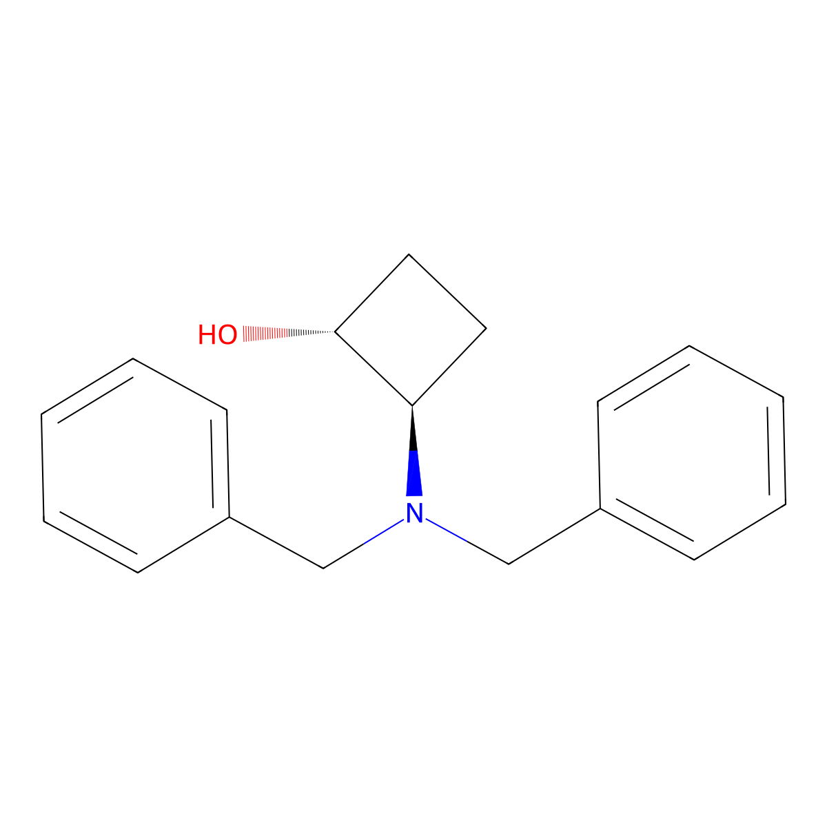 trans-(1R,2R)-2-(dibenzylamino)cyclobutan-1-ol molecular structure, CAS 2159974-32-8