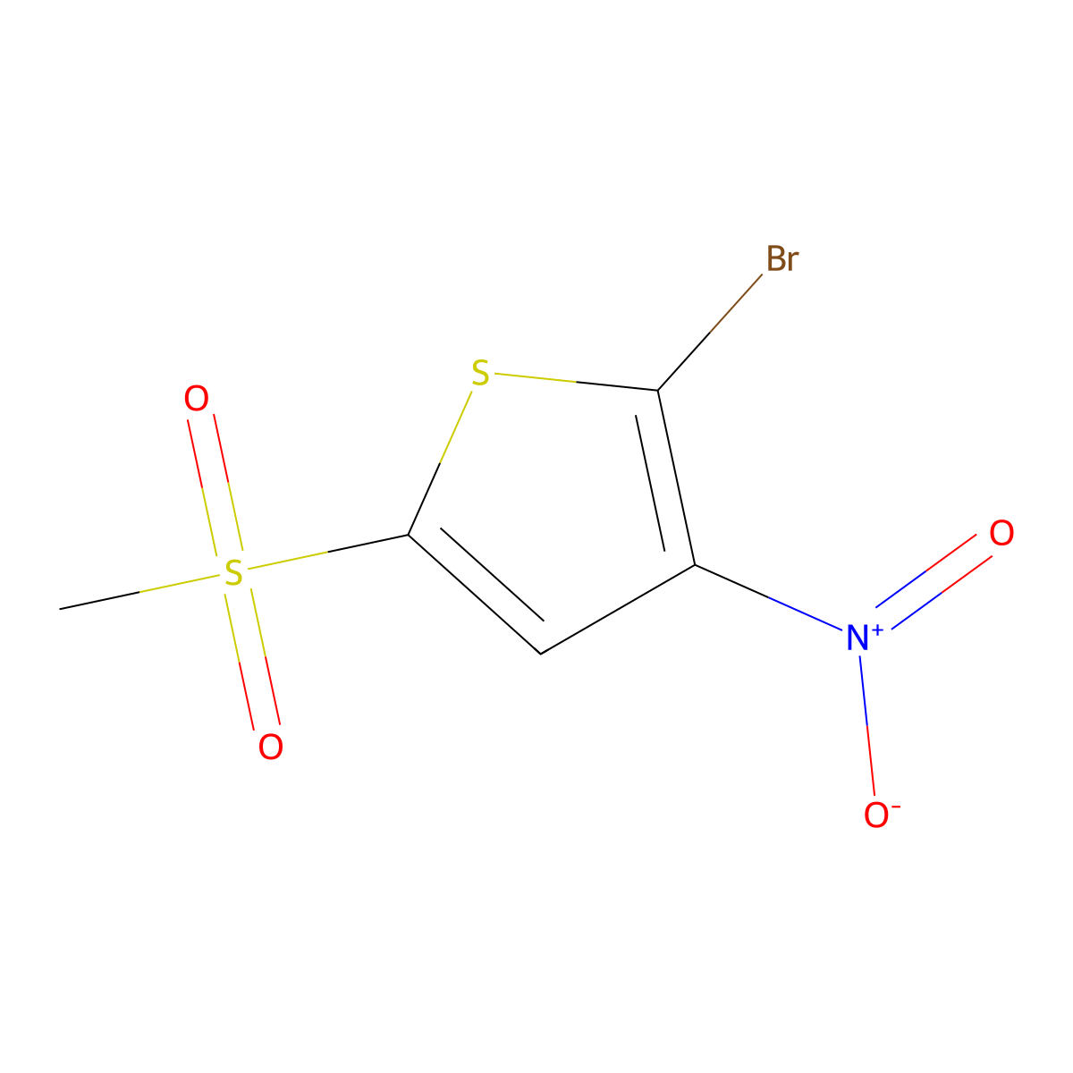 2-Bromo-5-methanesulfonyl-3-nitrothiophene molecular structure, CAS 2160-54-5