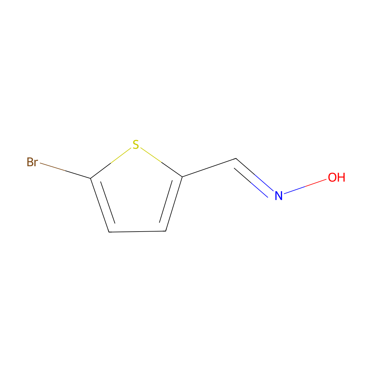 (C(E))-5-Bromo-2-thiophenecarboxaldehyde oxime molecular structure, CAS 2160-63-6
