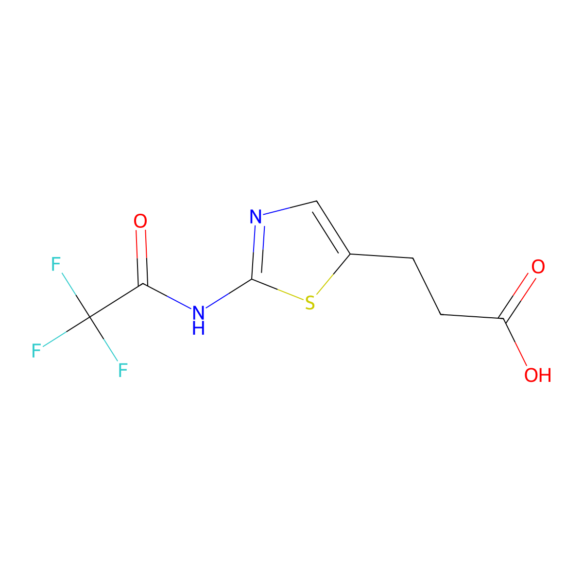 3-[2-(Trifluoroacetamido)-1,3-thiazol-5-yl]propanoic acid molecular structure, CAS 2160009-16-3