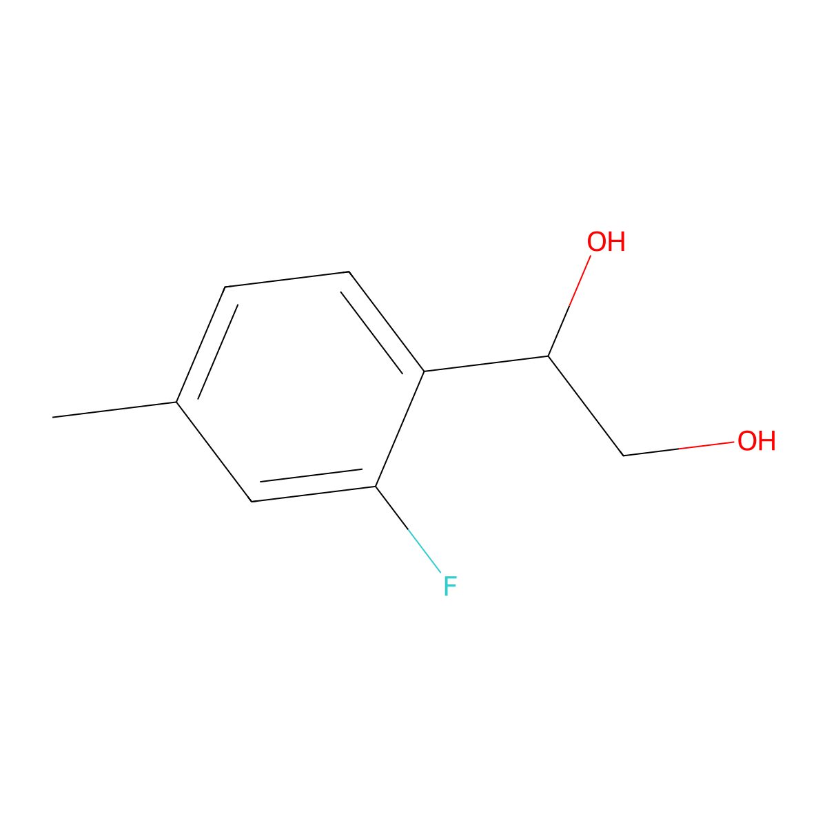 1-(2-Fluoro-4-methylphenyl)ethane-1,2-diol molecular structure, CAS 2160016-01-1