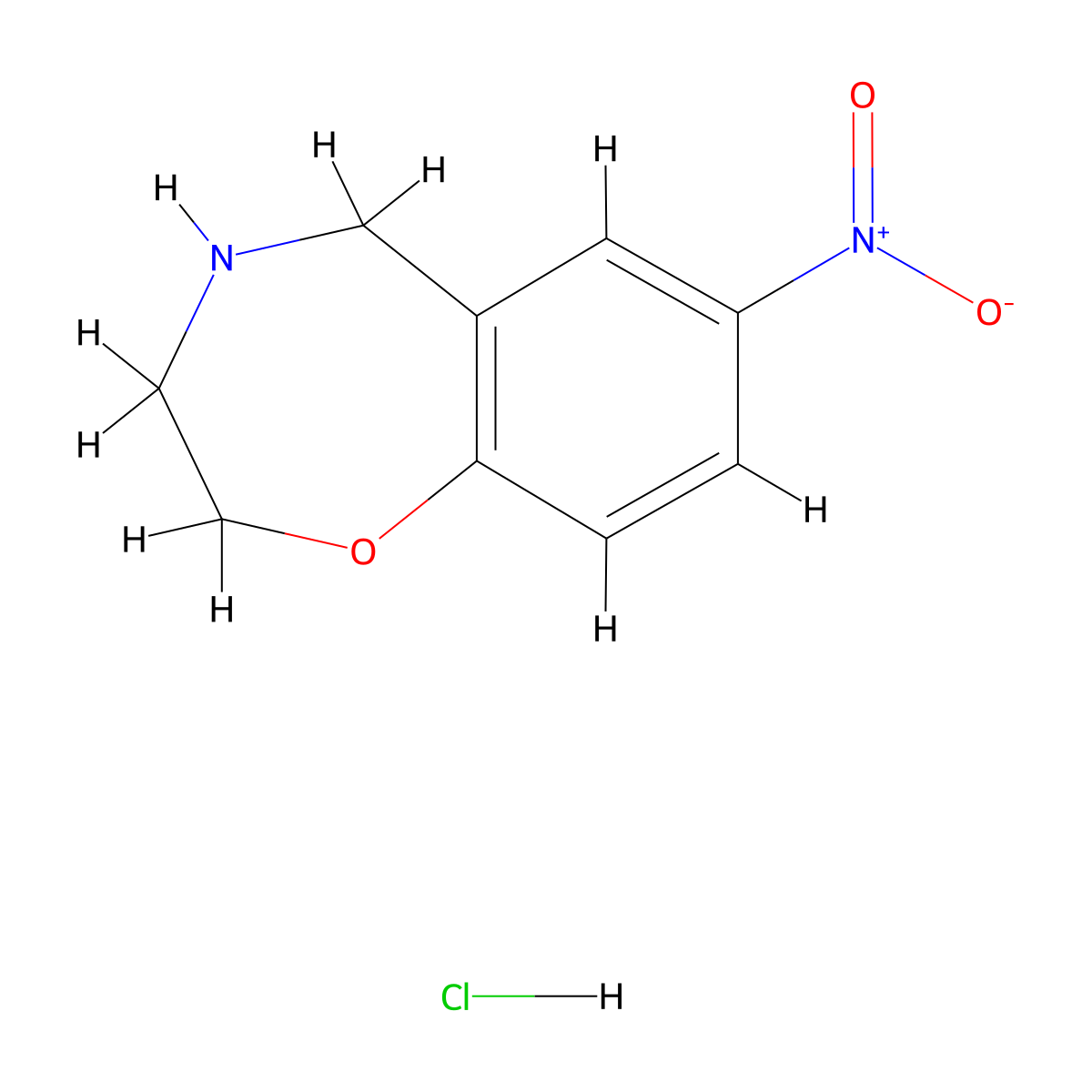 7-Nitro-2,3,4,5-tetrahydro-1,4-benzoxazepine hydrochloride molecular structure, CAS 216008-27-4