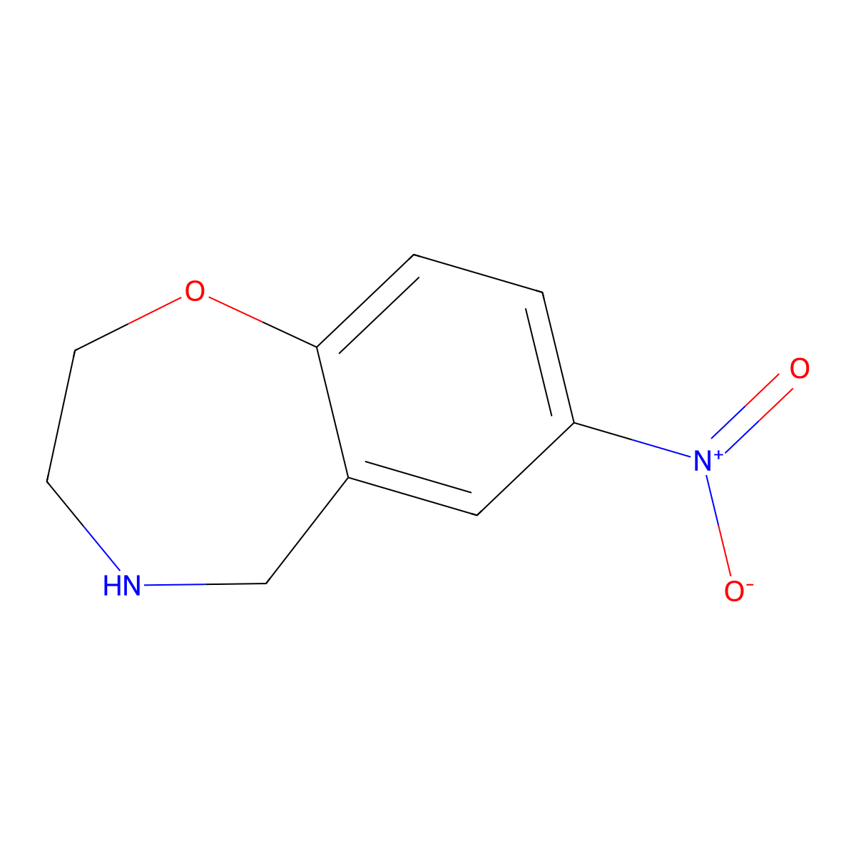 7-Nitro-2,3,4,5-tetrahydro-1,4-benzoxazepine molecular structure, CAS 216008-29-6