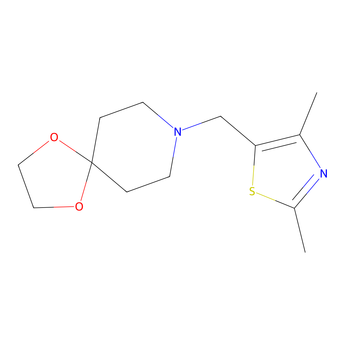 8-[(2,4-Dimethyl-1,3-thiazol-5-yl)methyl]-1,4-dioxa-8-azaspiro[4.5]decane molecular structure, CAS 2160100-11-6